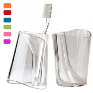 Transparent 2-in-1 Creative Antiscale Toothbrush Holder Cup