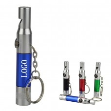 Portable LED Torch Light Compass Whistle Keychain Keyring