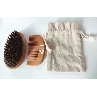 Beard brush and beard comb set Beard brush and beard comb set