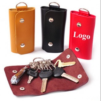 Pu Leather Key Chain Ring Hooks Holder Case Wallet Bag 