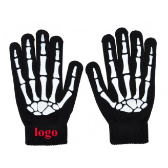 Touch screen skeleton pattern glow in the dark knit gloves Touch screen skeleton pattern glow in the dark knit gloves
